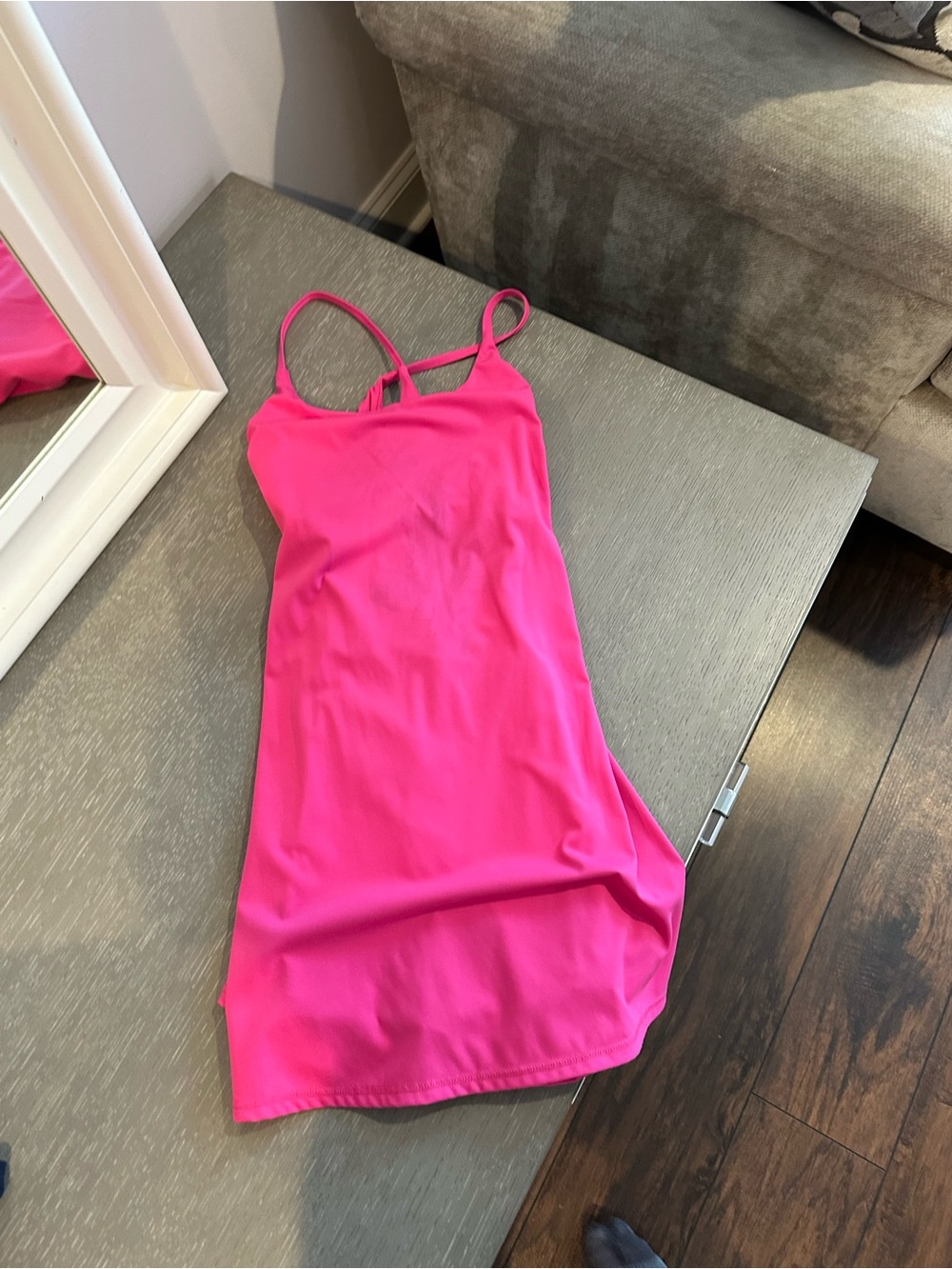 Bright Hot Pink Spaghetti Strap alethic  Dress